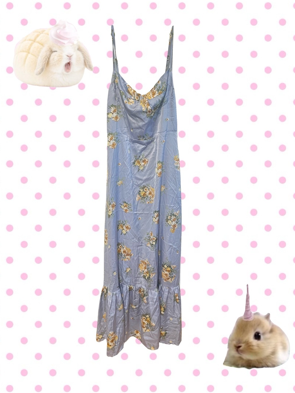 Floral Slip Maxi Dress - Light Blue